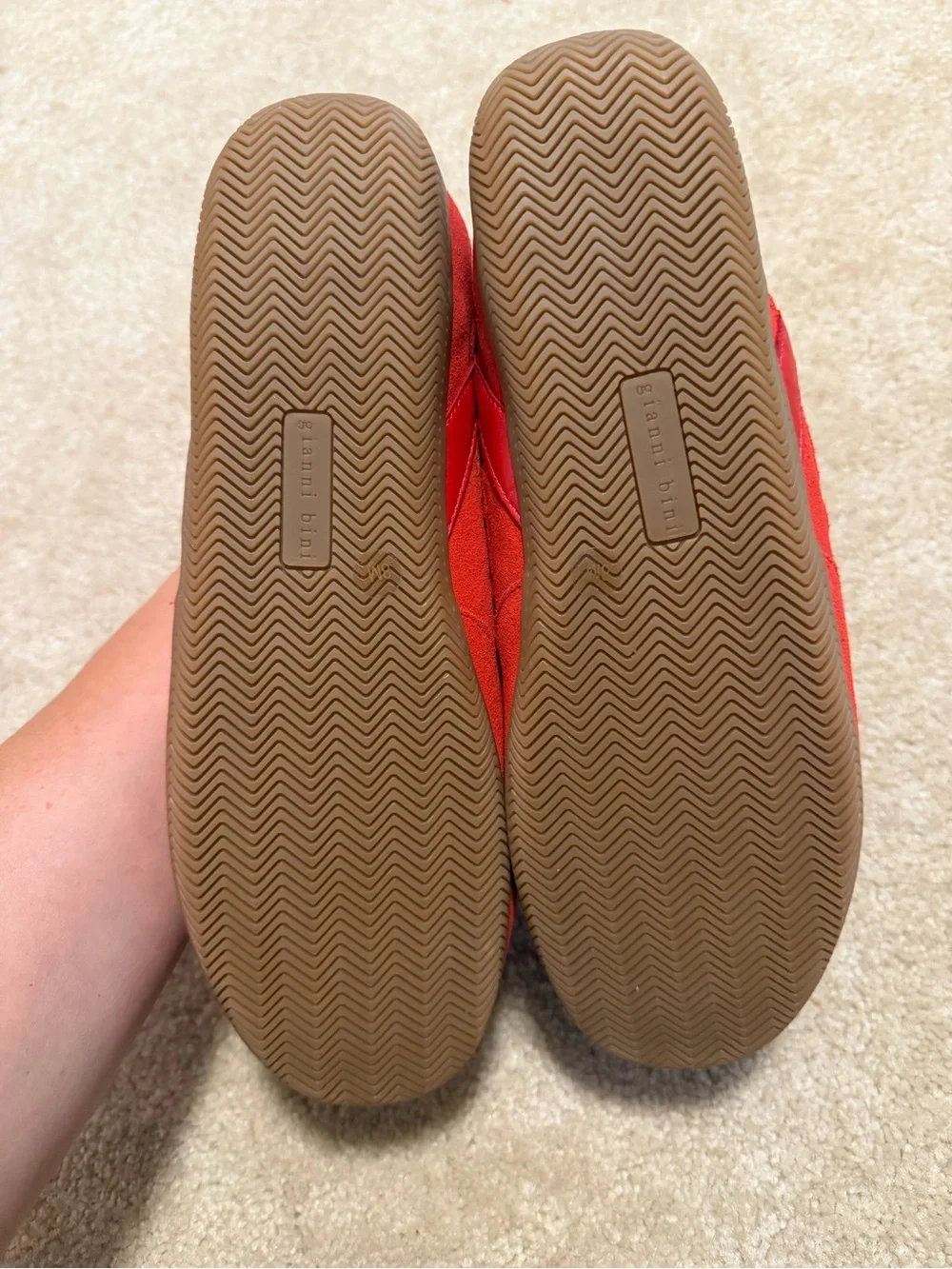 Women's Red Athletic Sneakers with Green Laces